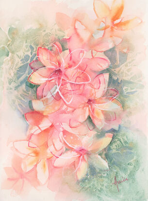 Abstract flowers in shades of peachy tones