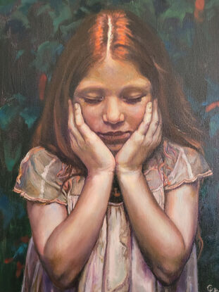 Dreaming, Portrait, Children, Oil Painting, Contemporary, Qi Debrah