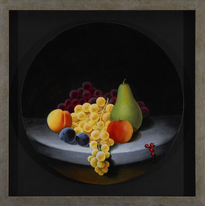 rich luminous fruit on tabletop in the round