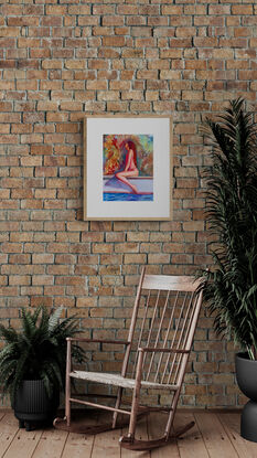 artwork showing a woman poolside looking thoughtful