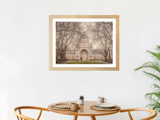 Black framed print of tree in outback australia.