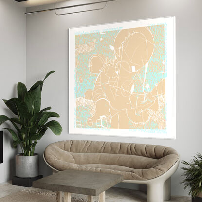 Extra Large pop/urban street art print, line art image, with warm tones from my 'Sketches Gone Awry' series.