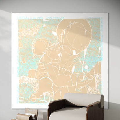 Extra Large pop/urban street art print, line art image, with warm tones from my 'Sketches Gone Awry' series.