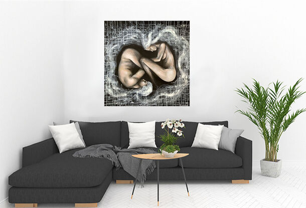 “When We Were One”, by Sydney intuitive artist Leni Kae,  is a visual voyage into our connected existence. Imagery of a masculine and feminine body float within a womb of thoughts and dreams - an expression of being birthed together. 