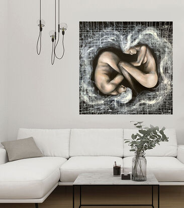 “When We Were One”, by Sydney intuitive artist Leni Kae,  is a visual voyage into our connected existence. Imagery of a masculine and feminine body float within a womb of thoughts and dreams - an expression of being birthed together. 