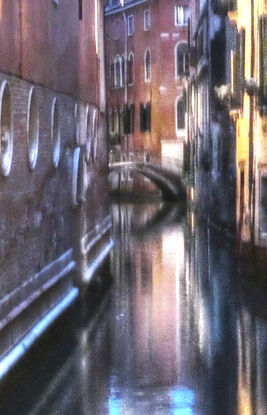 Five gondolas on the Grand Canal in Venice Italy