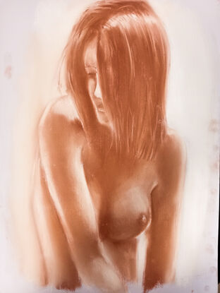 Upper body female nude drawn from the front