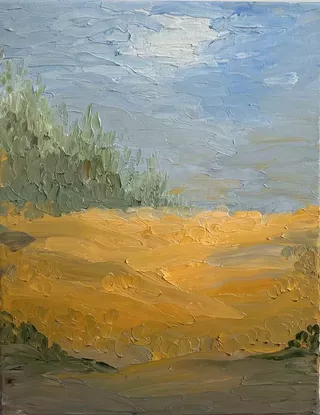 The artwork is inspired by the country landscape of Australia bathed in golden morning light. 