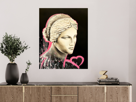 A modern painting of Aphrodite, Goddess of Love. Painted by Sydney artist  Leni Kae, from her ‘Awakenings’ series. Aphrodite is the Ancient Greek Goddess of love (also known as Venus in Ancient Rome). 