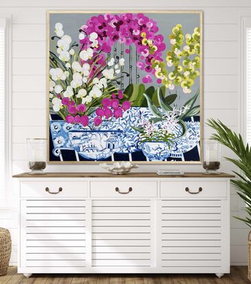 Still life orchids and chinoiserie 