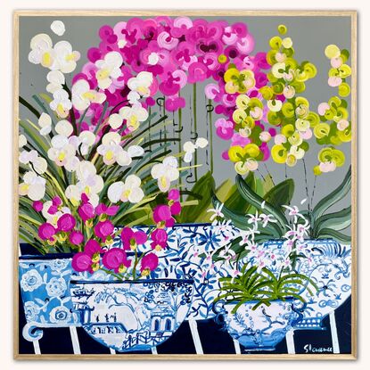 Still life orchids and chinoiserie 