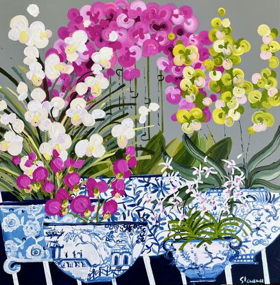 Still life orchids and chinoiserie 