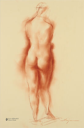 red chalk female figure from back