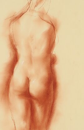 red chalk female figure from back