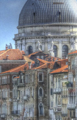 Vacant tables on St Marks Square Venice, Italy