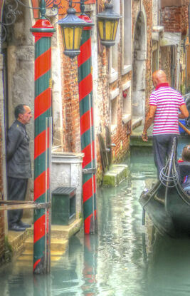 Gondola on canal in Venice, Italy