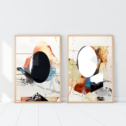 mixed media art on paper
art on paper
abstract art on paper
mirror
mirror art
mirror reflection 
diptych painting 
set of 2 art
multi panel art
framed art on paper
framed painting
mixed media art
