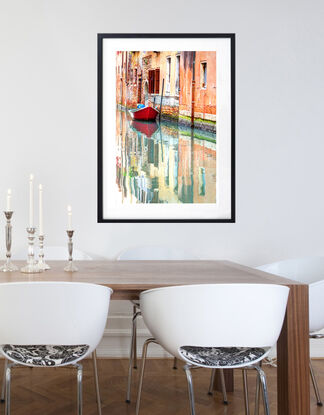 Gondolas on canal in Venice, Italy