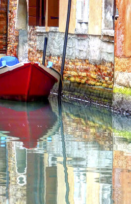 Gondolas on canal in Venice, Italy