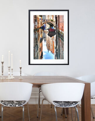 Gondolas on canal in Venice, Italy