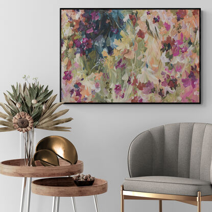 small colourful abstract canvas print of a landscape of wildflowers in the Australian bush