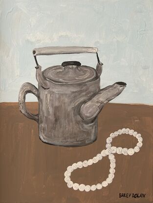 Billy tea pot with a string of pearls