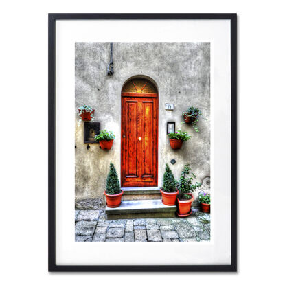 Rich timber door, Tuscany, Italy