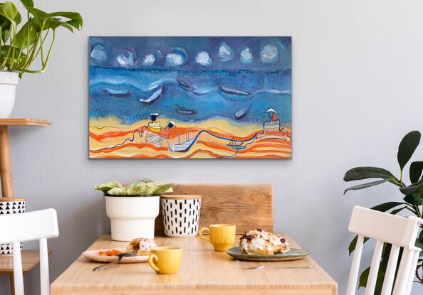 Abstract colorful figurative seascape