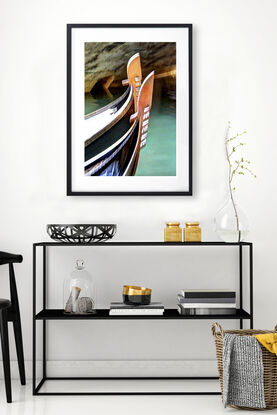 Two gondolas on canal in Venice, Italy