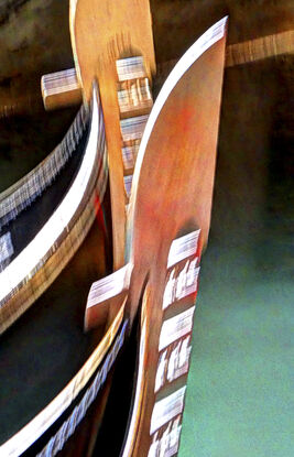 Two gondolas on canal in Venice, Italy