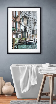 Two gondolas on canal in Venice, Italy