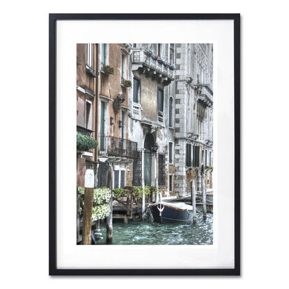 Two gondolas on canal in Venice, Italy