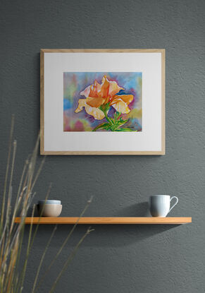 artwork showing a vibrant sun soaked bright yellow hibiscus flower
