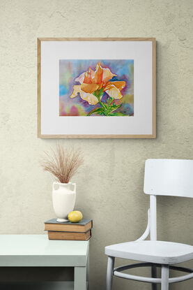 artwork showing a vibrant sun soaked bright yellow hibiscus flower
