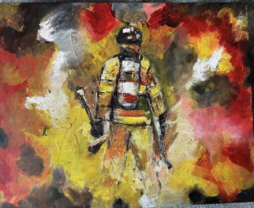 During Australian bush fire season Fire Brigade fighter are busy working in the most dangerous site. They are my hero!