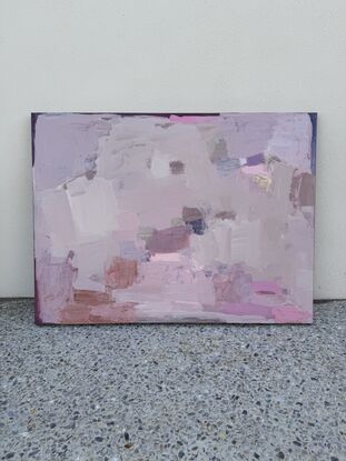 Beautifully soft abstract painting with pretty, pastel colour palette and pops of metallic gold