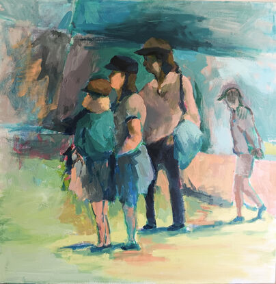 Figurative Group Scene
People dynamics
Women 
Women in groups
People socialising
Family
Walking