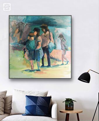 Figurative Group Scene
People dynamics
Women 
Women in groups
People socialising
Family
Walking