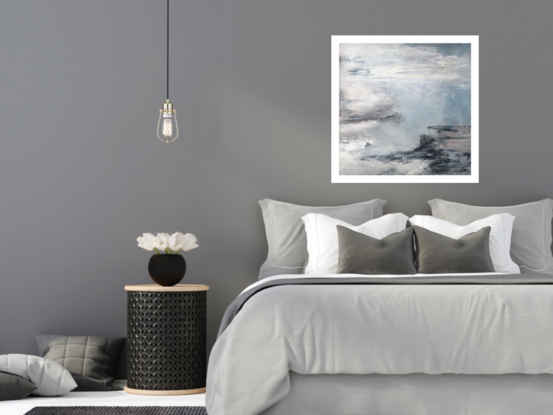 Pastel grey pink, blue greys, large 1mx1m, Calming colours,  Seascape