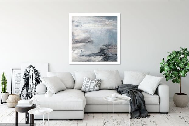 Pastel grey pink, blue greys, large 1mx1m, Calming colours,  Seascape