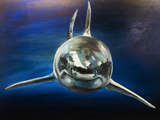 By far one of my favourite shark painting, 
small, bold, intense