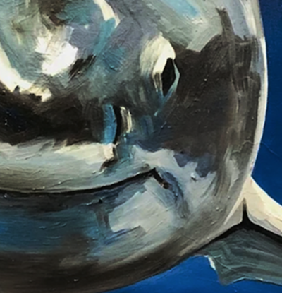 By far one of my favourite shark painting, 
small, bold, intense