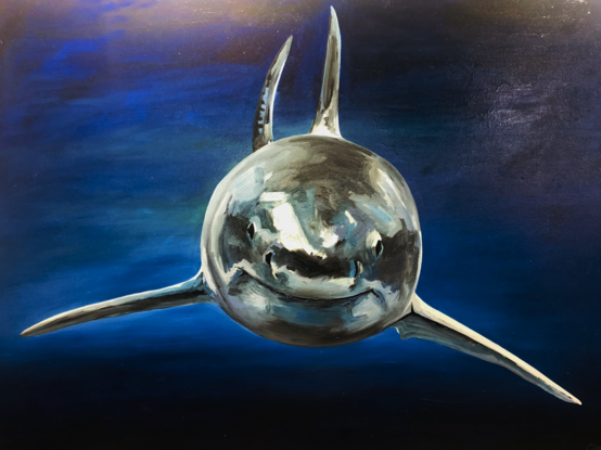 By far one of my favourite shark painting, 
small, bold, intense