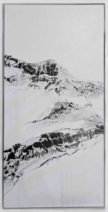 A black and white abstract landscape of moountains