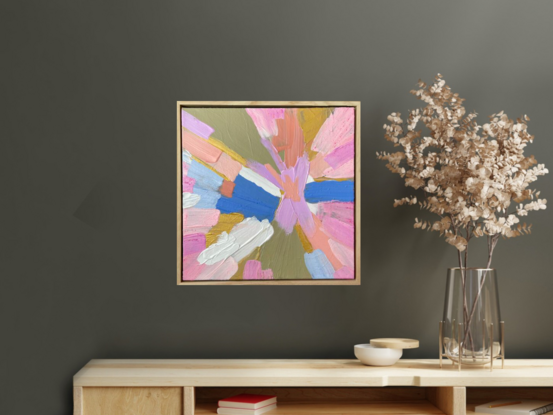 Framed textured painting in modern abstract style