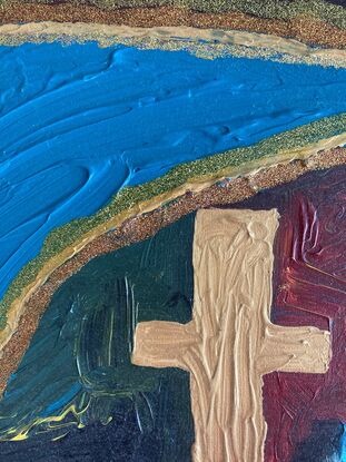 Abstract colours with gold cross 