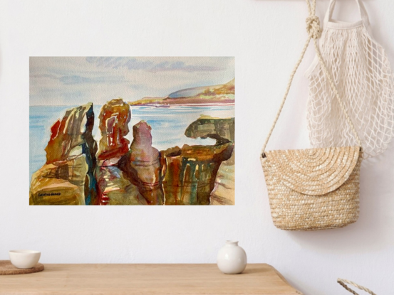 artwork showing the Paparoa coastal rock formation
