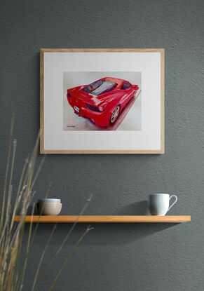 artwork showing a red Ferrari

