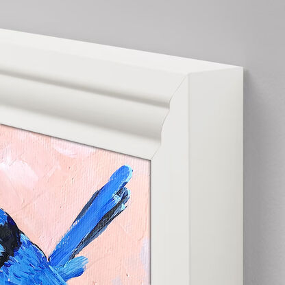 Splendid Fairy Wren bird original painting by Irina Redine. Australian bird small artwork framed and ready to hang, gift idea