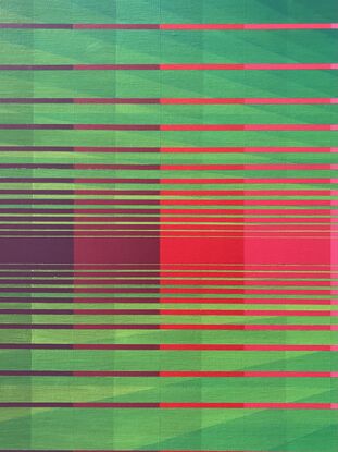 Bold green and red expressive abstract 